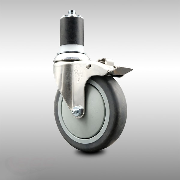 5 Inch 316SS Thermoplastic Rubber Swivel 1-7/8 Inch Stem Caster Lock Brake SCC